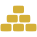 Pixelated icon or placeholder image of stacked gold blocks